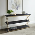 thumbnail image 2 of Westlake 3-Tier Dark Brown Console Table with Brushed Gold Legs, 2 of 6
