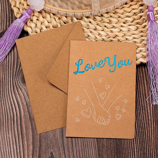 Tarjeta de felicitación de bendición hecha a mano hueca de papel Kraft Vintage con sobre tarjetas de invitación en blanco de agradecimiento de cumpleaños de negocios 10pc