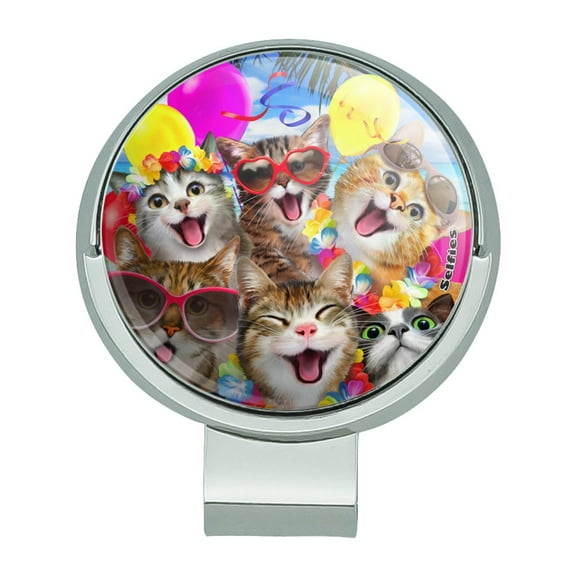 Cats Hawaiian Luau Birthday Party Selfie Golf Hat Clip With Magnetic Ball Marker