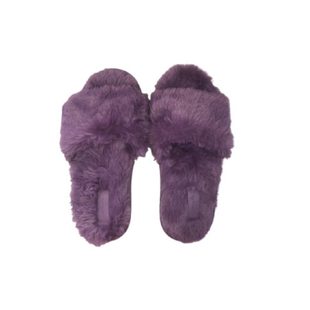 

Victoria s Secret Pink Soft Plush Faux Fur Slippers Slides Mauve Ice Size Large (9/10) New