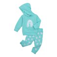 thumbnail image 2 of Kids Baby Fashion 2-piece Outfit Set Long Sleeve Rainbow Print Hoodie+Pants Set for Children, 2 of 7