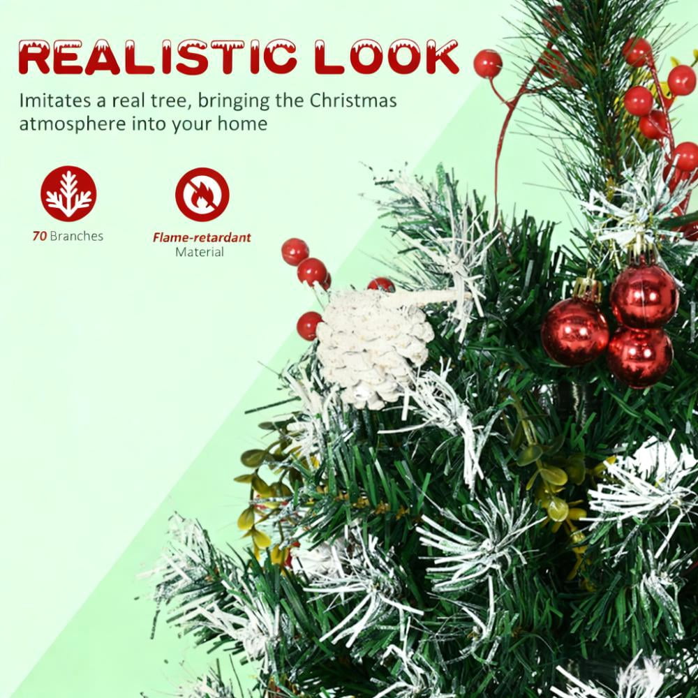 2.5ft Battery-Operated Prelit Christmas Tree 70 Tips 24 LED Lights Berries Pine Cones Tripod Stake Outdoor Decor