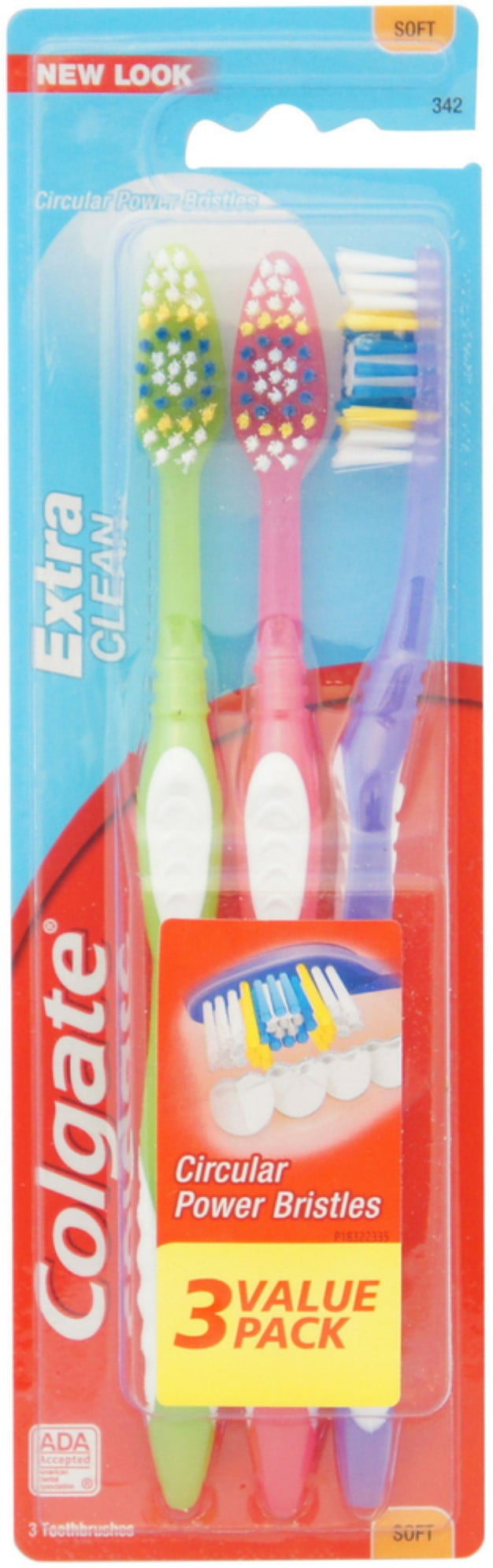Colgate Extra Clean Toothbrushes, Full Head, Soft 3 ea (Pack of 2)