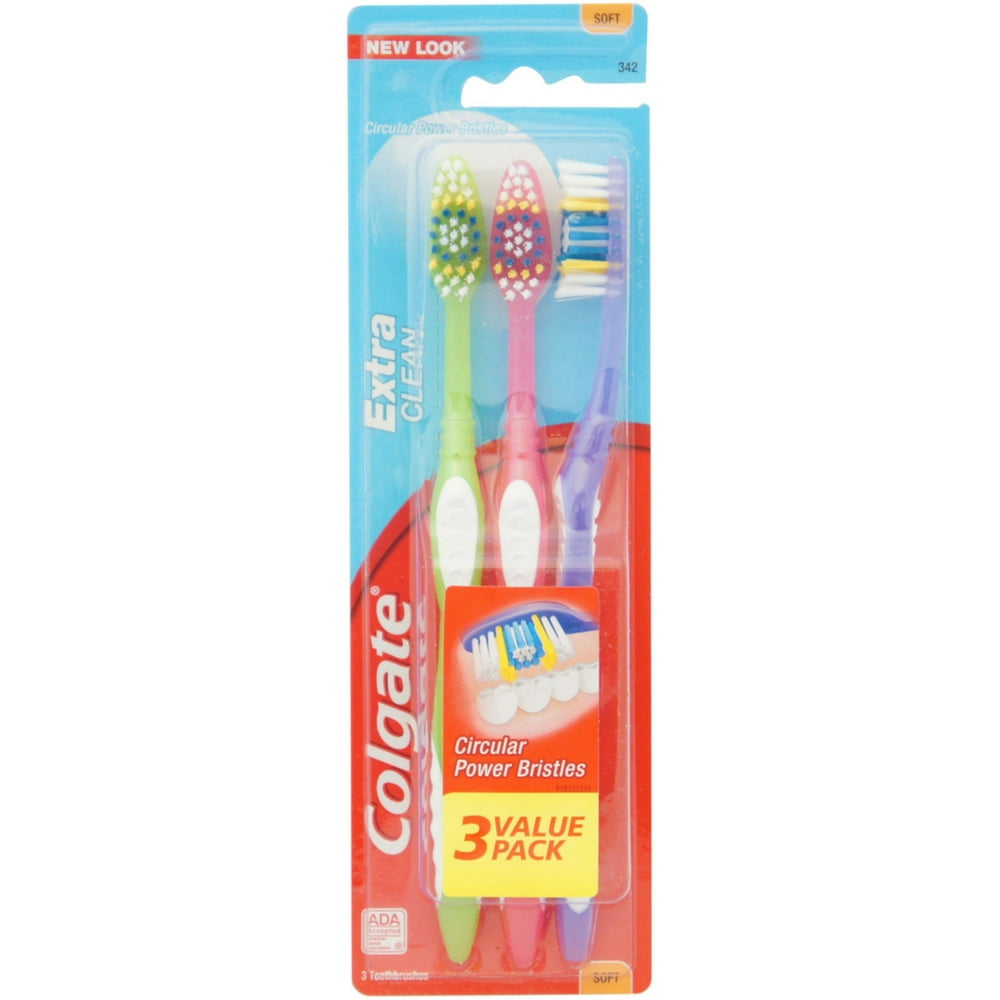 Colgate Extra Clean Toothbrushes, Full Head, Soft 3 ea