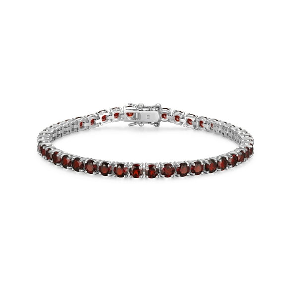 Forever Facets Sterling Silver Genuine Garnet Tennis Bracelet, Adult Female