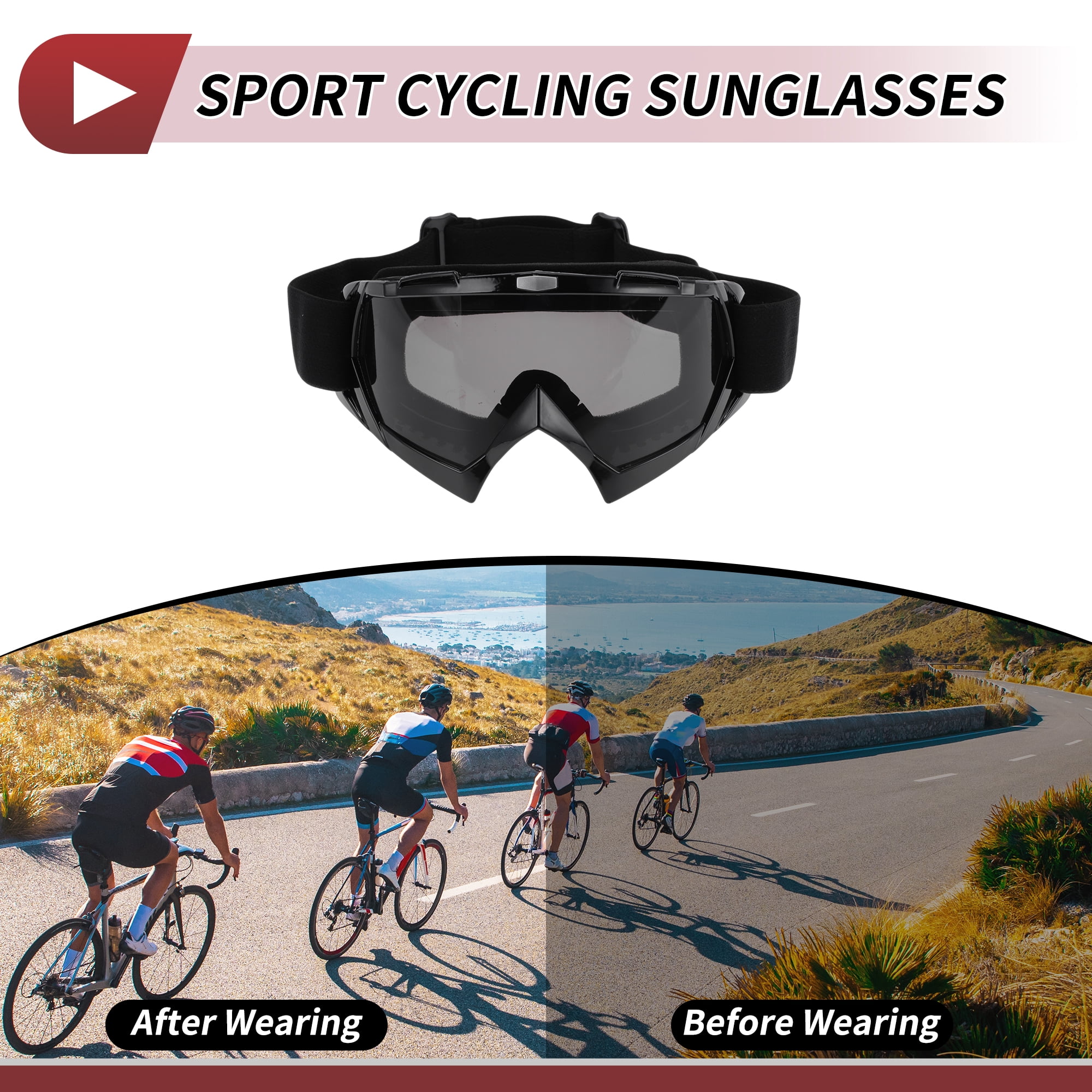 Unique Bargains 1 Set Motorcycle Riding Goggles PC TPU Outdoor Sports Sunglasses for Motocross Dirt Bike ATV Grey Lens Black Frame