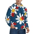 thumbnail image 2 of Naloa Daisies With Ladybugs Men's Casual Hooded Collar Drawstring Hoodies Pullover Sweatshirts Casual Long Sleeve Shirts-3X-Large, 2 of 7