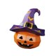 thumbnail image 4 of Estatua de cabeza de calabaza con sombrero de bruja, escultura de resina para fiestas al aire libre y jardín. Violeta Derecha, 4 of 9