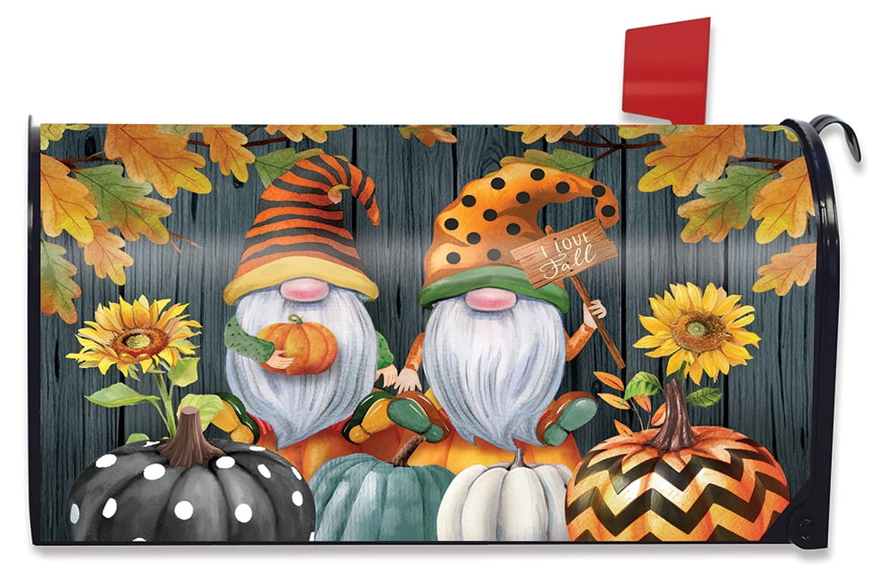 Fall Gnomes Humor Large Mailbox Cover Autumn Pumpkins Oversized Briarwood Lane