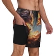 thumbnail image 2 of Bingfone Renard à Flamme Rouge et Gris pour Hommes Maillot de Bain Double Couche avec Doublure, Style à Cordon avec Poches Shorts de Plage Maillot de Bain pour Hommes-Petit, 2 of 6