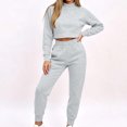 thumbnail image 2 of Women's 2 Piece Outfits Fall Winter Jogger Suits Long Sleeve Crop Tops and Sweatpants Comfy Loungewear Sets with Pockets Casual Tracksuit Gray, 2 of 7