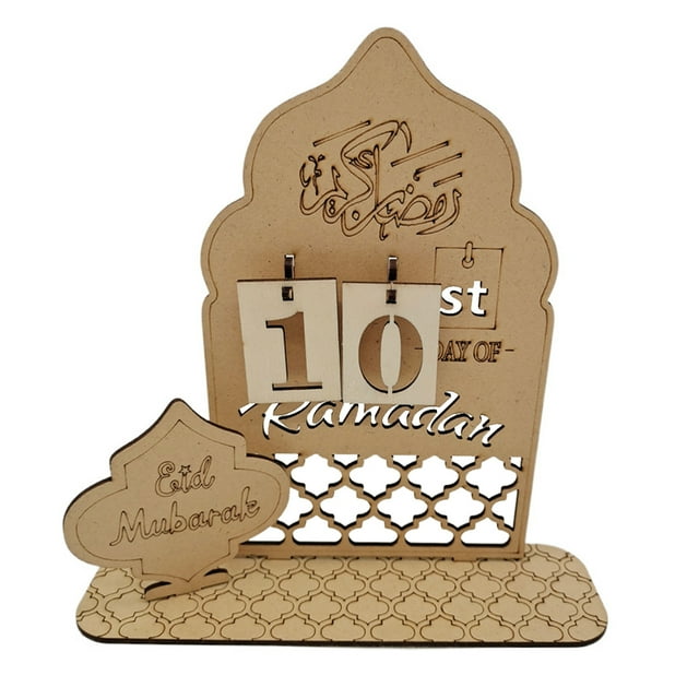 Calendario de Ramadán, Calendario de Eid Mubarak, Decoración de Ramadán de Madera, Calendario de Adviento de Eid Mubarak, Calendario de Cuenta Regresiva de Decoraciones de Ramadán para el Hogar