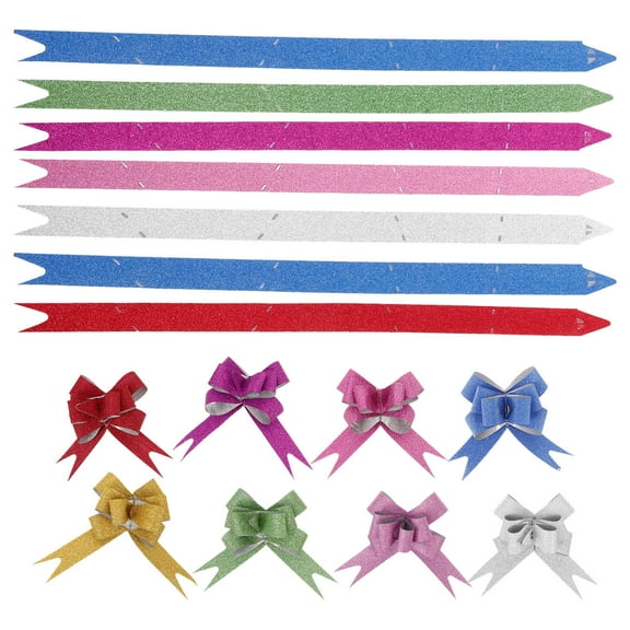 WHAMVOX 80pcs Vibrant Plastic Pull Bows for Decoration Assorted Color Long Lasting Ideal for Gifts Wedding