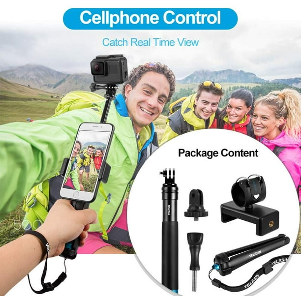 Perche à selfie avec support de téléphone pour trépied, IBAOLE Perche à  selfie étanche Monopode extensible en aluminium pour GoPro Max Hero 10 9 8  7 6 5, Insta 360 One R