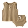 thumbnail image 3 of Sngxgn Toddler Baby Boy Fall Outfit Sweatshirt Tops with Elastic Waist Pants Cute Clothes(Coffee,100), 3 of 9