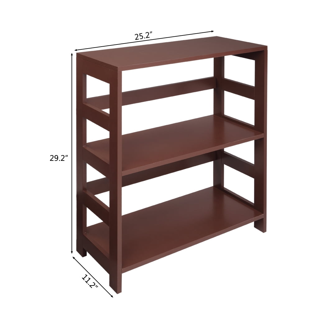 Storage Rack Wood Shelf 3 Tier Bookcase Shelf Storage Organizer Brown 