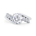 thumbnail image 2 of 7MM Center Stone, 1.9 Ct Round Cut Lab Created Moissanite Diamond Bypass Anniversary Ring In 14k White Gold Plated Sterling Silver(G-H Color,1.90 Cttw)-5.5, 2 of 8