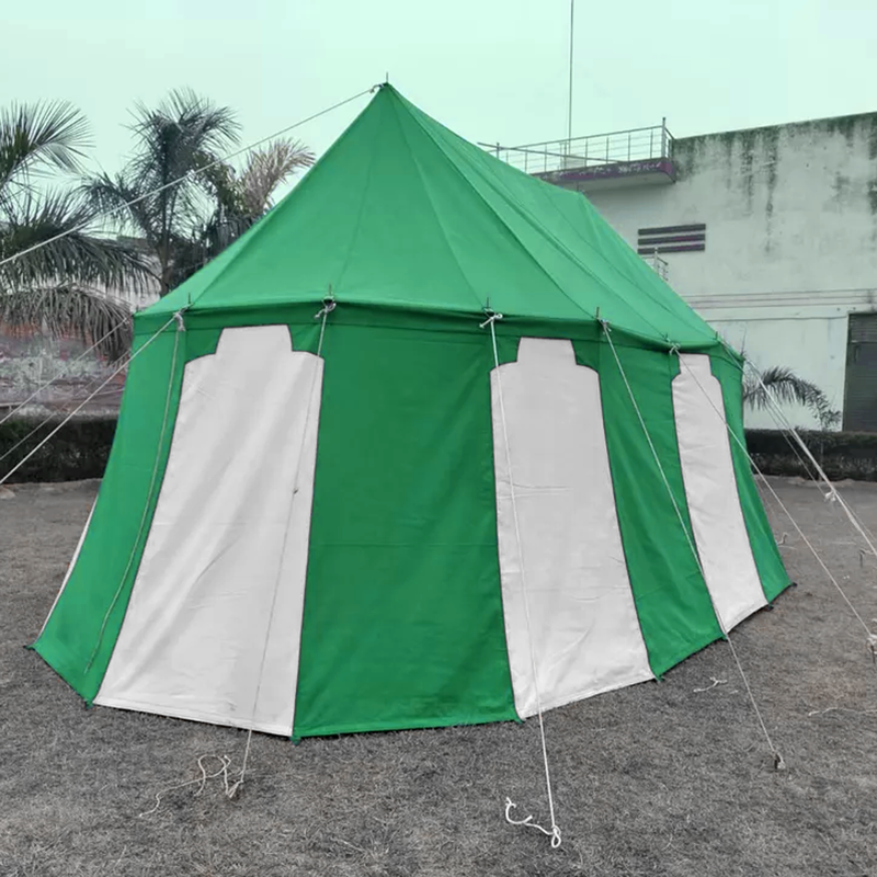 WEEKEND SALE Medieval Green White Burgundian 8x4 M Functional Water Proof Camping Tent