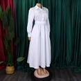 thumbnail image 3 of AURA Plus Size Lapel A Line Midi Dress Long Sleeve Button Front Belted High Waist Large Swing Elegant Fall Dress, 3 of 9