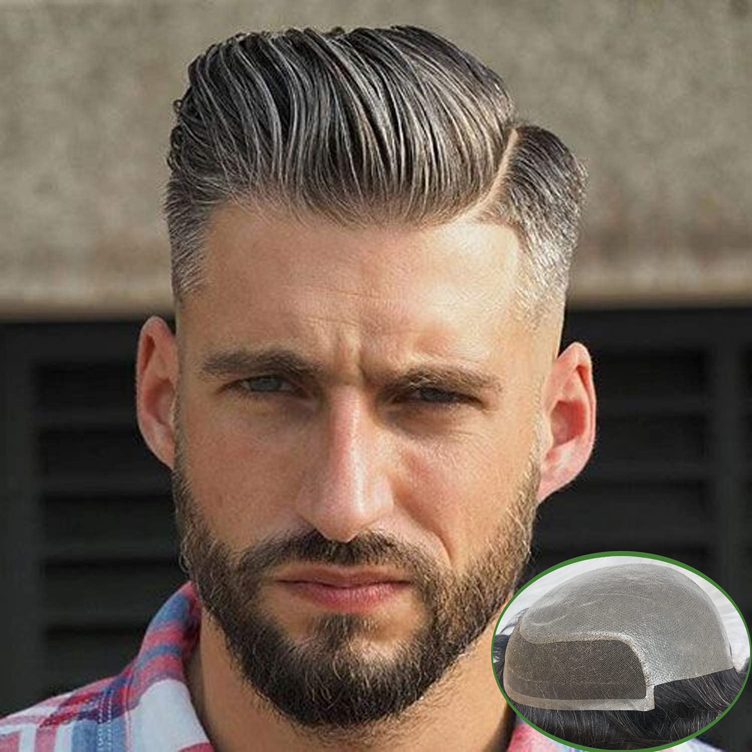Toupee for Men 100 European Human Hair Swiss Lace Front Natural Hairline Hair Pieces Thin Skin PU V-looped Men's Hair Replacement System 8x10 Inches , Grey Toupee for Men 100 European Human Hair Swiss Lace Front Natural Hairline Hair Pieces Thin Skin PU V-looped Men's Hair Replacement System 8x10 Inches , Grey