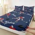 thumbnail image 3 of Homewish Ice Hockey Athlete Full Size Sheets for Teens, Est Sleep Sports Bed Sheets, Navy Red Sheet Sets, Lightweight Room Decor, 4pcs, 3 of 7
