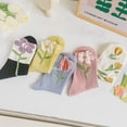 thumbnail image 4 of Byfri 5 Pairs Cartoon Floral Short Socks Polyester Breathable Casual Socks for Women Spring Autumn Style1, 4 of 7
