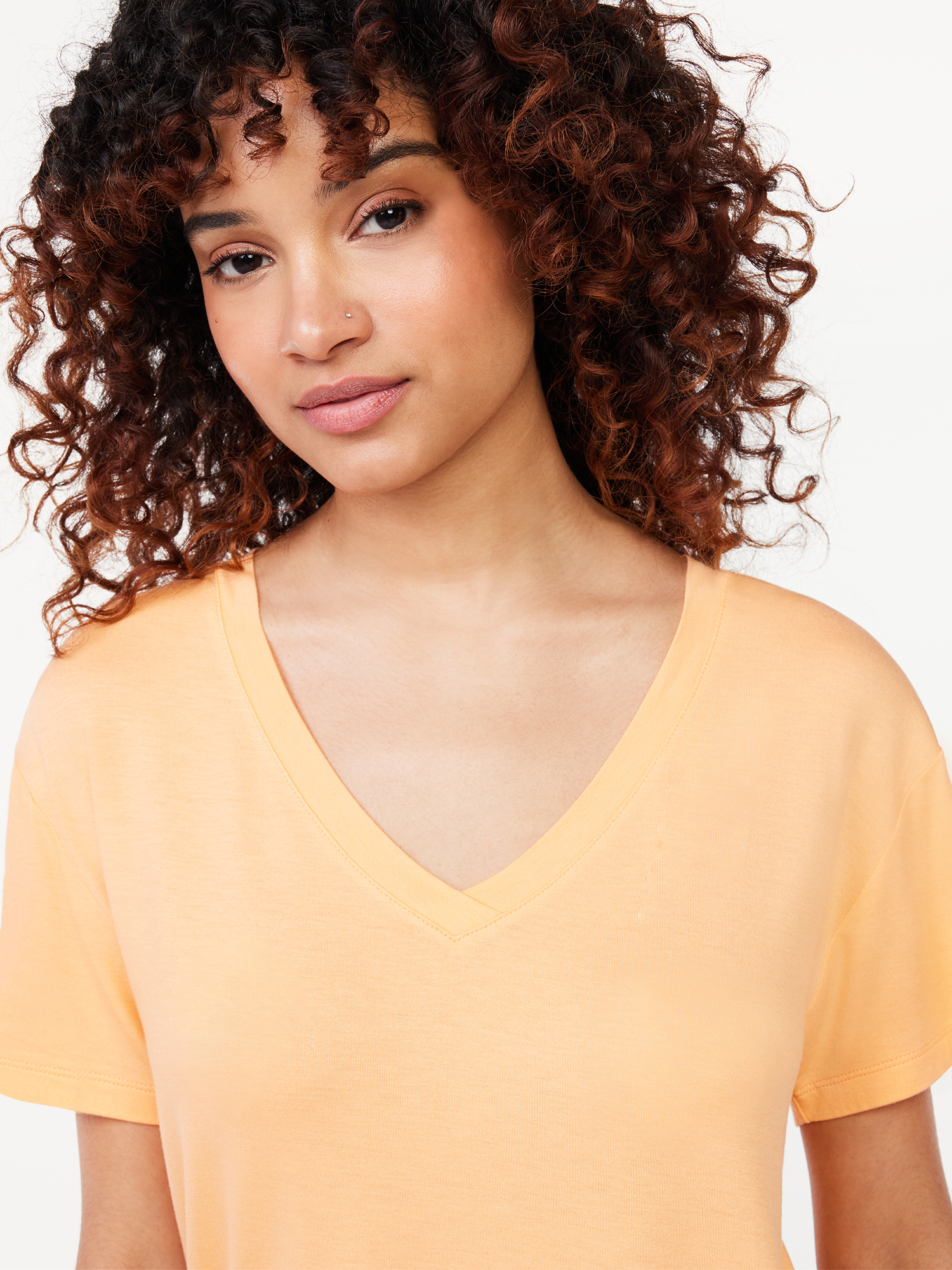 Joyspun Women's V-Neck Sleep T-Shirt, Sizes S to 3X