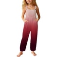thumbnail image 2 of Girls Sleeveless Overalls Casual Loose Fit Adjustable Straps Jumpsuits Breathable Comfortable Summer Outfit Red Size 5-6 Years, 2 of 5
