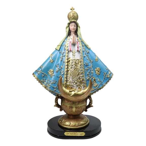 Our Lady of San Juan De Los Lagos With Golden Crown And Moon Figurine 12"H