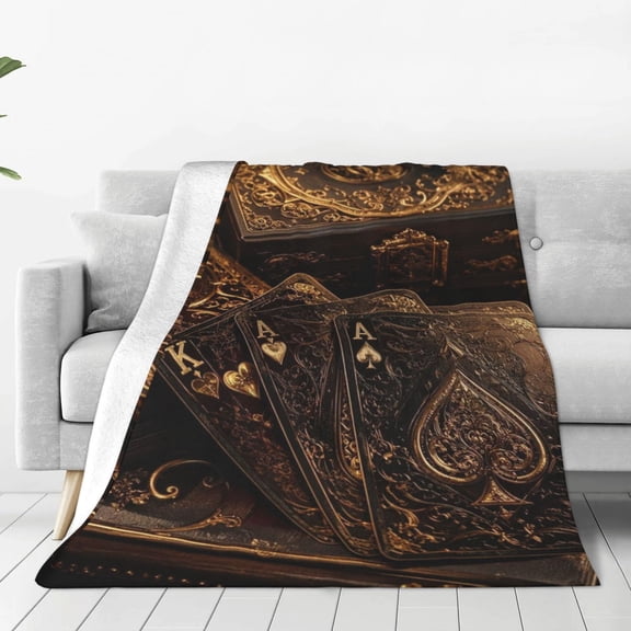 Victorian Style Deck Of Cards Print, 40x30,Throw Blanket Super Soft Lightweight Cozy Fluffy Plush Blanket for Bed Couch Sofa Chair