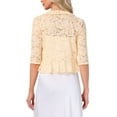 thumbnail image 3 of INSPIRE CHIC Women's Floral Lace Ruffle Hem Open Front Half Sleeve Lightweight Bolero Shrug XL Apricot, 3 of 6