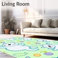thumbnail image 2 of ODIKA 5'x7' Machine Washable Non-Slip Area Rug, Adorable Kitty Dreams Playful Anime Illustrated Surface Design High Traffic Rug, Green, 724368, 2 of 7
