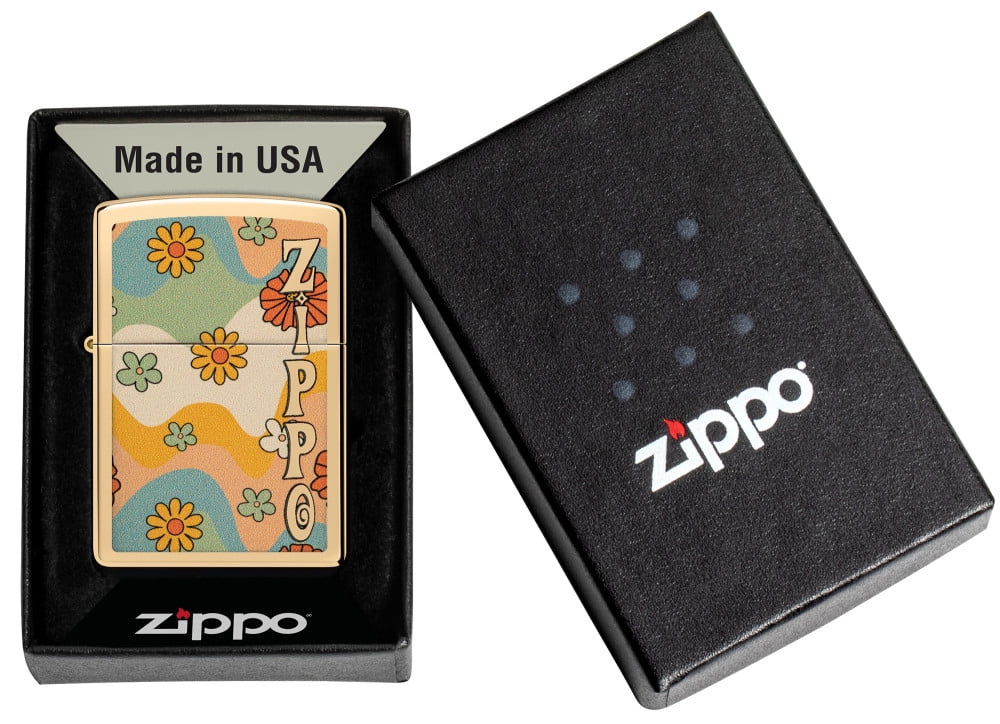 Zippo Flower Power Design High Polish Brass Pocket Lighter