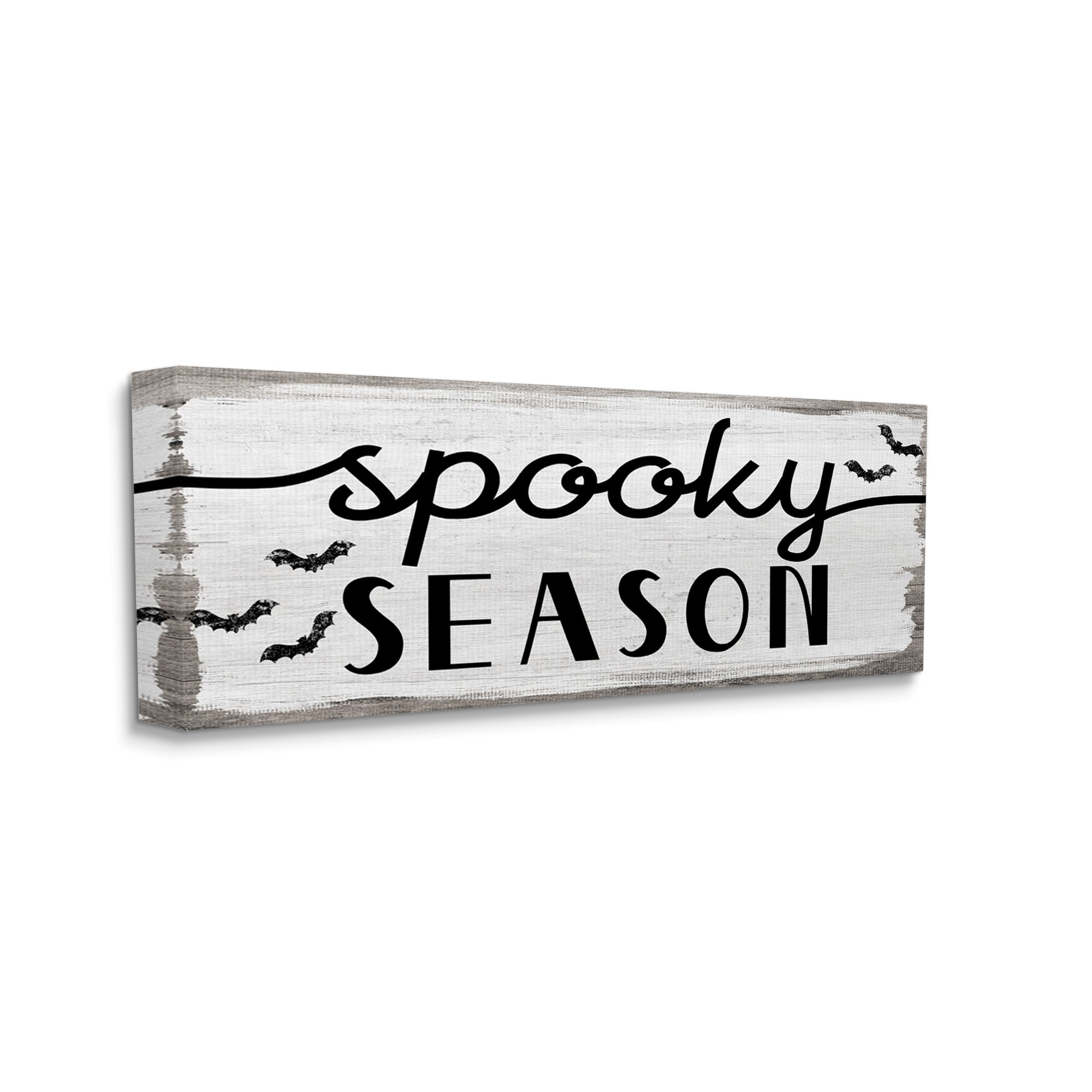 Stupell Industries Spooky Season Sign Black Bats Halloween Phrase Graphic Art Gallery-Wrapped Canvas Print Wall Art, 30x13, by Daphne Polselli