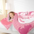 thumbnail image 3 of Manfei Pastel Cat Silhouette Twin Comforter Sets, Grid Lattice Bedding Set, Pink White, Pink Reversible, 2pcs, 1 Comforter and 1 Pillowcase, 3 of 7