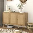 thumbnail image 2 of HOMCOM Bohemian Sideboard with Rattan Doors & Adjustable Shelf Natural Wood, 2 of 10