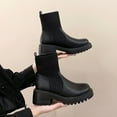 thumbnail image 5 of Dasayo Black Boots for Women Winter Ankle Chunky Low Heel Round Toe Stretch Faux Leather Shoes Women Shoes 36, 5 of 9