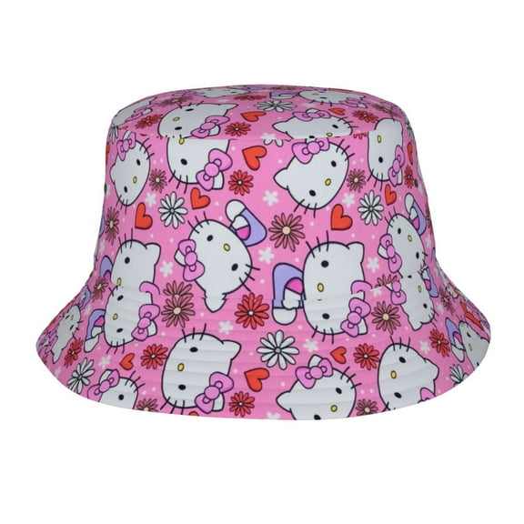 Hello Kitty Bucket Hat Travel Packable Sun Cap Beach Fisherman Hat For Women Men