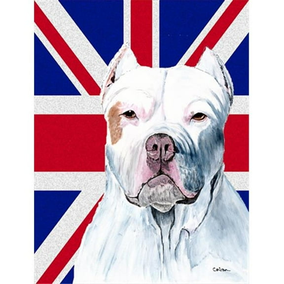Pit Bull With English Union Jack British Flag Flag Garden Size