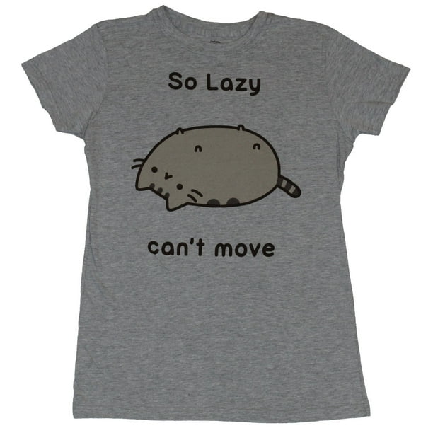 Isaac Morris Pusheen Girls Juniors T Shirt So Lazy Can T Move Upside Down Cat Image Large Walmart Com Walmart Com