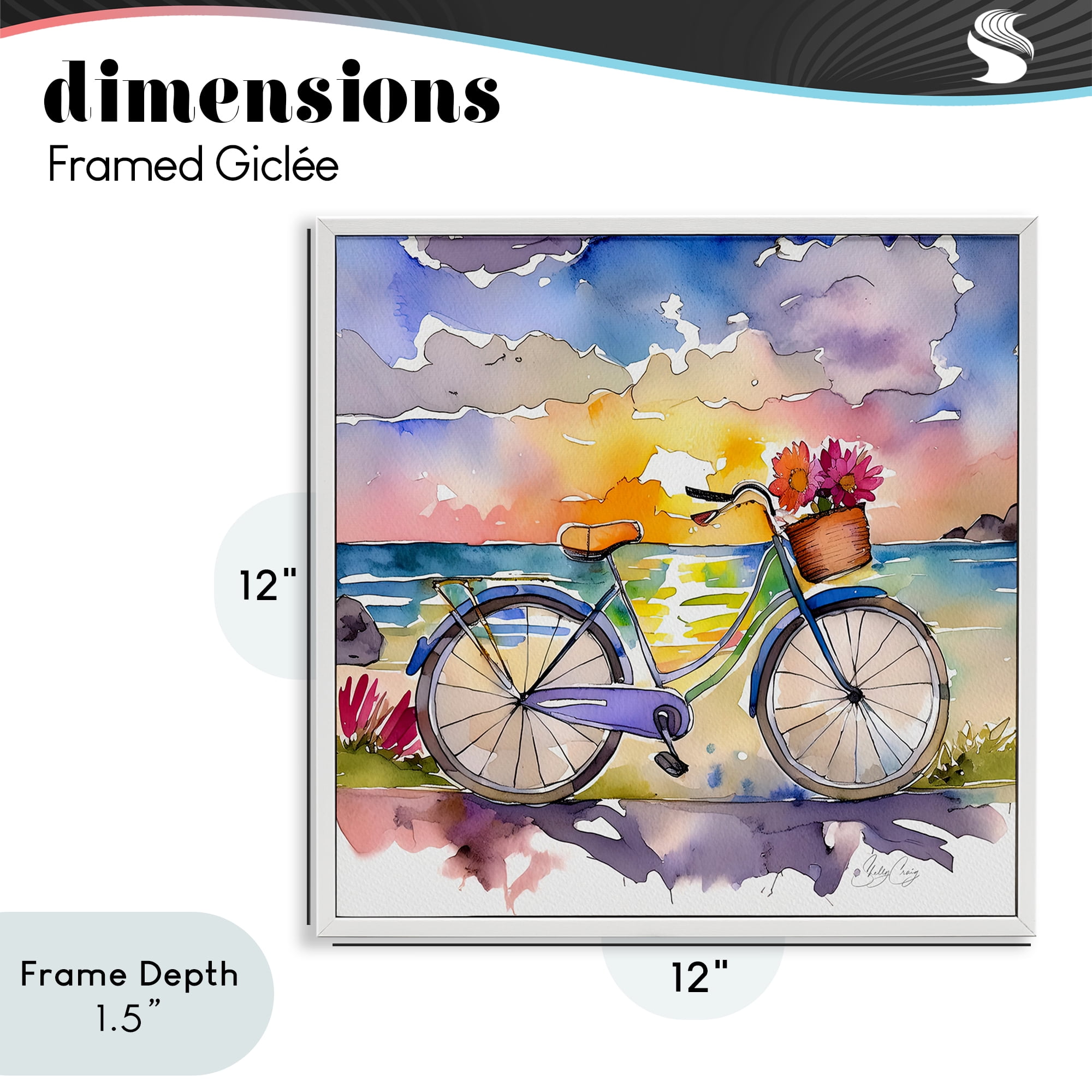 Stupell Industries Bicycle By The Seaside White Framed Giclee Art, design by Shelly Craig