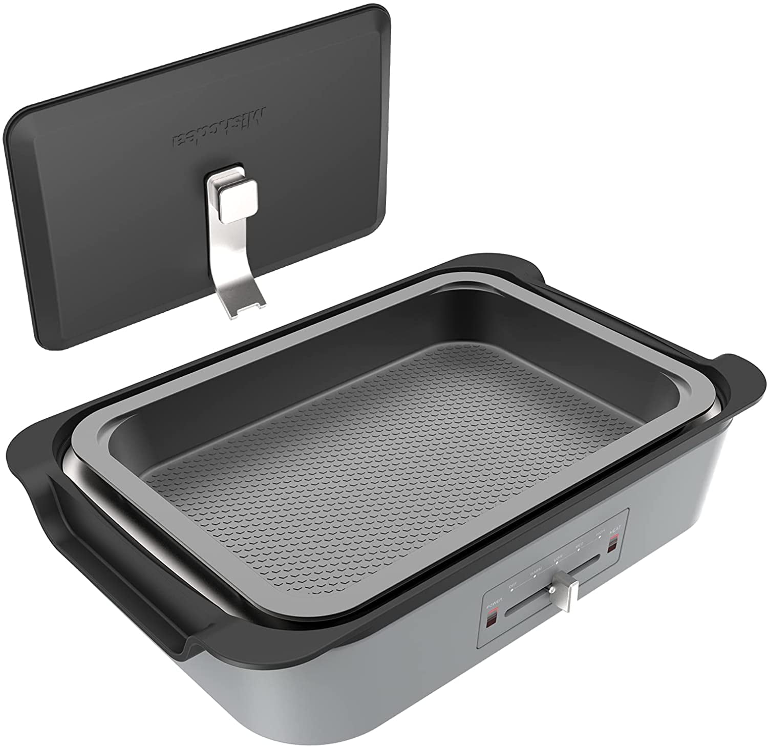 Mishcdea Indoor Smokeless Grill With Lid, Removable Electric BBQ