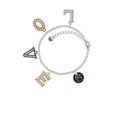 thumbnail image 2 of Delight Jewelry Silvertone Maroon Paw on Black Disc Multi-Colored Crystal Love Charm Bracelet, 2 of 5