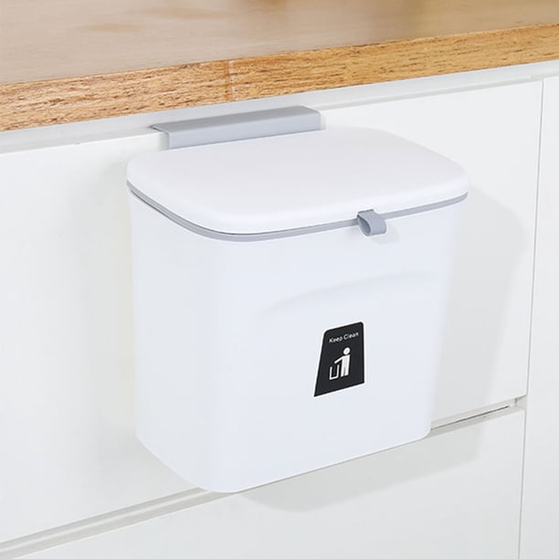 Cubo de basura de reciclaje de 7/9L, cubo de almacenamiento montado en la pared con tapa deslizante