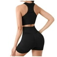 thumbnail image 6 of Hpapadks Women's Gym Sets 2 Piece Sporstwear Seamless Solid Bra Tops with High Waist Shorts Gym Tracksuit Yoga Set Yoga Sets for Women Black L, 6 of 6