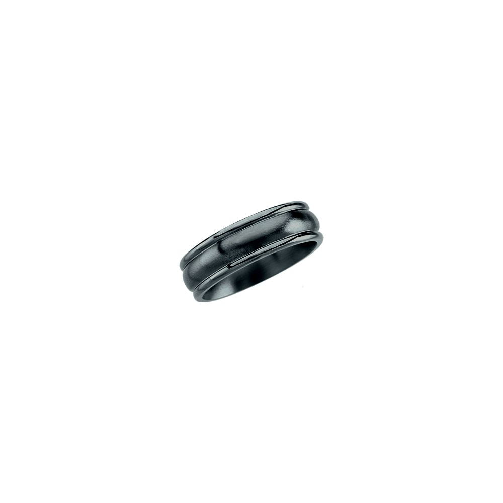 Jewels By Lux Titanium Beveled Edge 6mm Black IP-Plated Satin/Polished Band