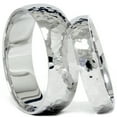 thumbnail image 2 of Pompeii3 Matching White Gold His Hers Hammered Wedding Band Set, 2 of 4
