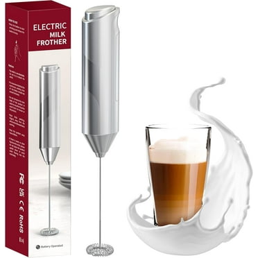 EZBASICS Milk Frother Wand, Handheld Milk Frother Drink Mixer, Electric Whisk Foam Maker for Hot Chocolate, Coffee, Cappuccino, Lattes, Stainless Steel Whisk Coffee Enthusiasts Gift, Silvery
