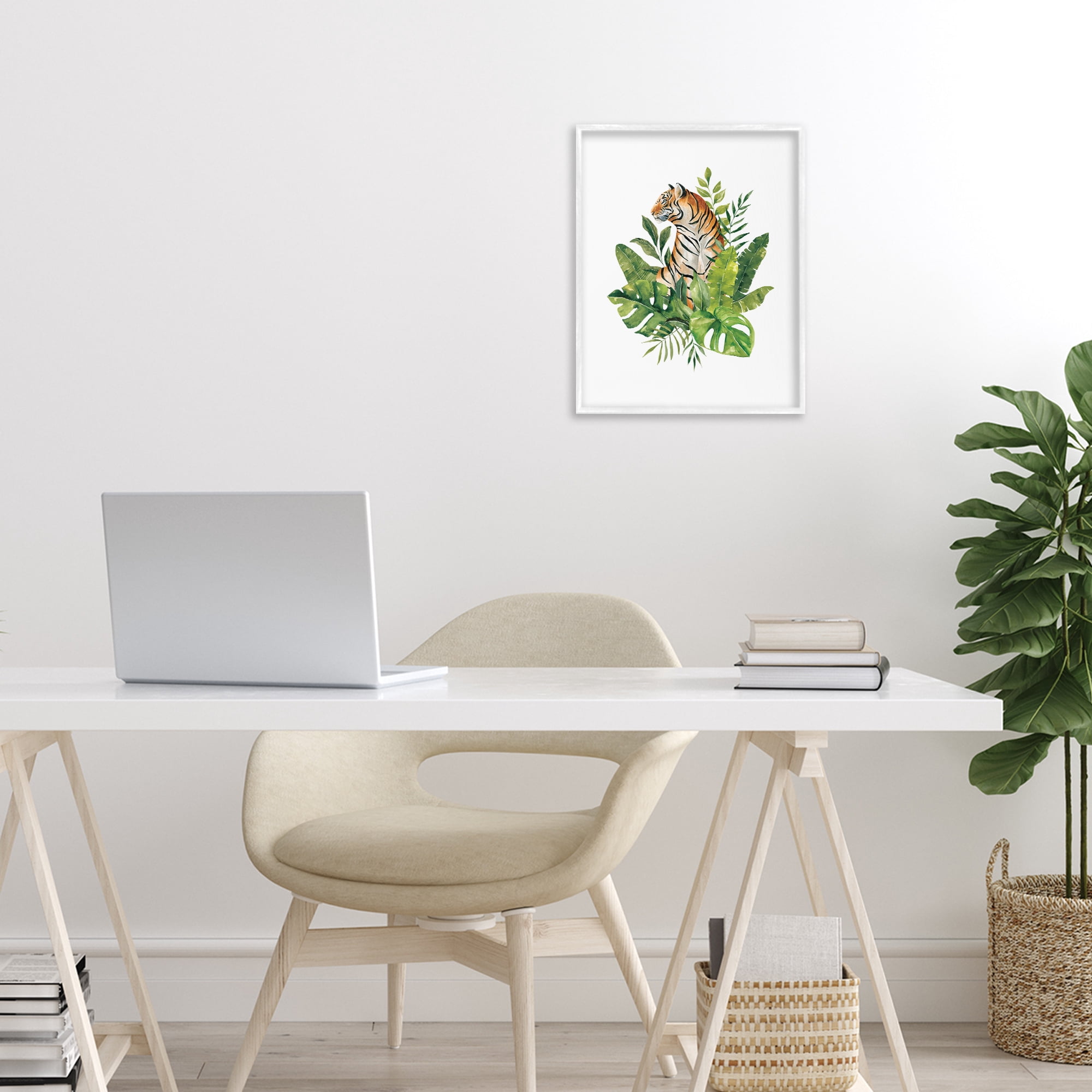 Stupell Industries Exotic Jungle Tiger White Framed Giclee Art, design by Bethany Sandoval