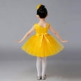 thumbnail image 3 of BRGZLK Dresses for Girls Peony Flower Sequin Puffy Skirt Sleeveless Round Neck Girl Mesh Straps Dress Performance Dress Yellow 12-13 Years, 3 of 5